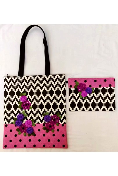 Happy Threads Women's Tote Bag With Pouch Combo (Purple)